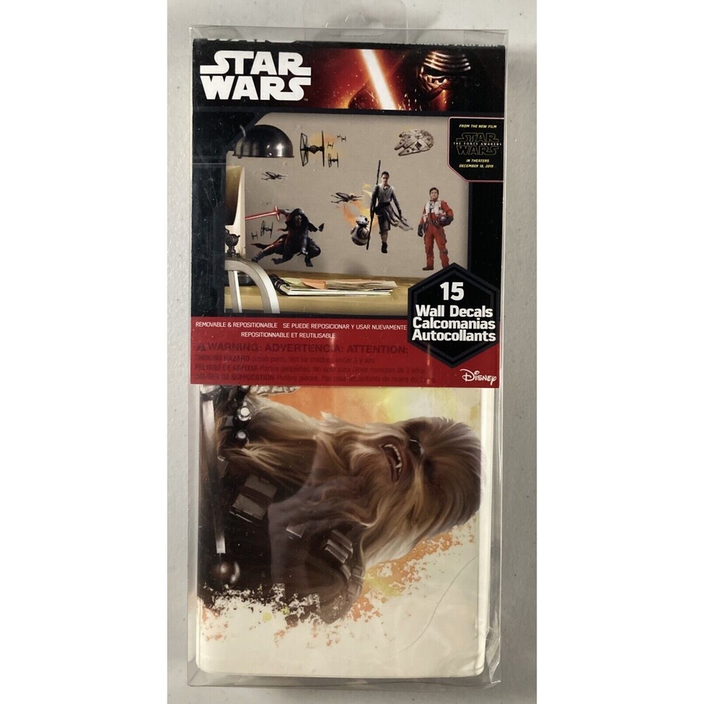Star Wars 15 Wall Decals • NEW • Disney, C3PO, R2D2, Storm Trooper, Falcon, BB8